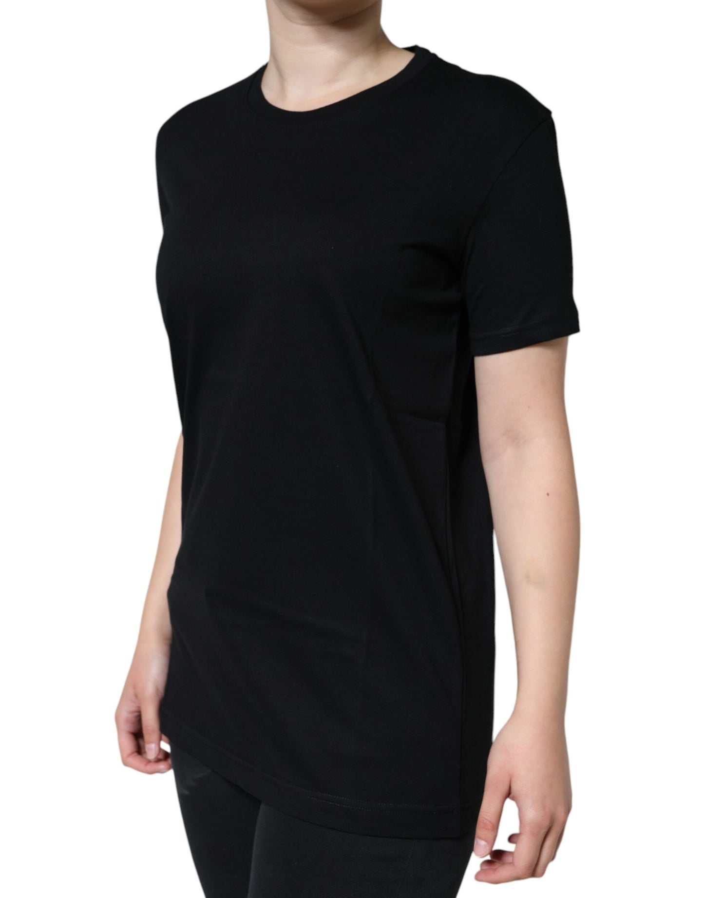 Dolce & Gabbana Black Cotton Crew Neck Short Sleeve T-shirt