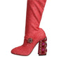 Dolce & Gabbana Pink Crystal Lurex Fantasy High Boots Shoes