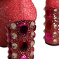 Dolce & Gabbana Pink Crystal Lurex Fantasy High Boots Shoes