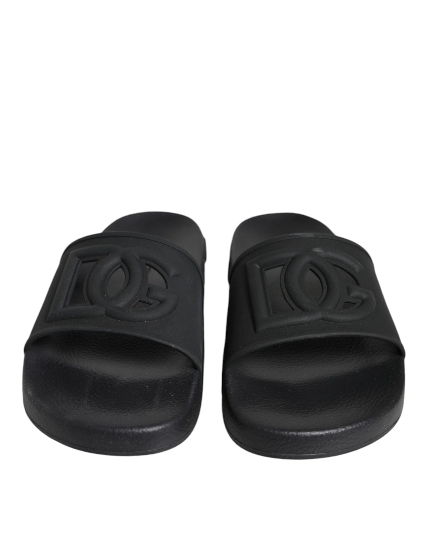 Dolce & Gabbana Black Rubber Slides Sandals Beachwear Shoes