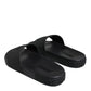 Dolce & Gabbana Black Rubber Slides Sandals Beachwear Shoes