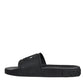 Dolce & Gabbana Black Rubber Slides Sandals Beachwear Shoes