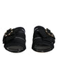 Dolce & Gabbana Black White Crystal Slides Sandals Shoes