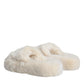 Dolce & Gabbana Beige Faux Fur Slides Flats Sandals Shoes