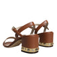 Dolce & Gabbana Brown Leather Ankle Strap Sandals Shoes