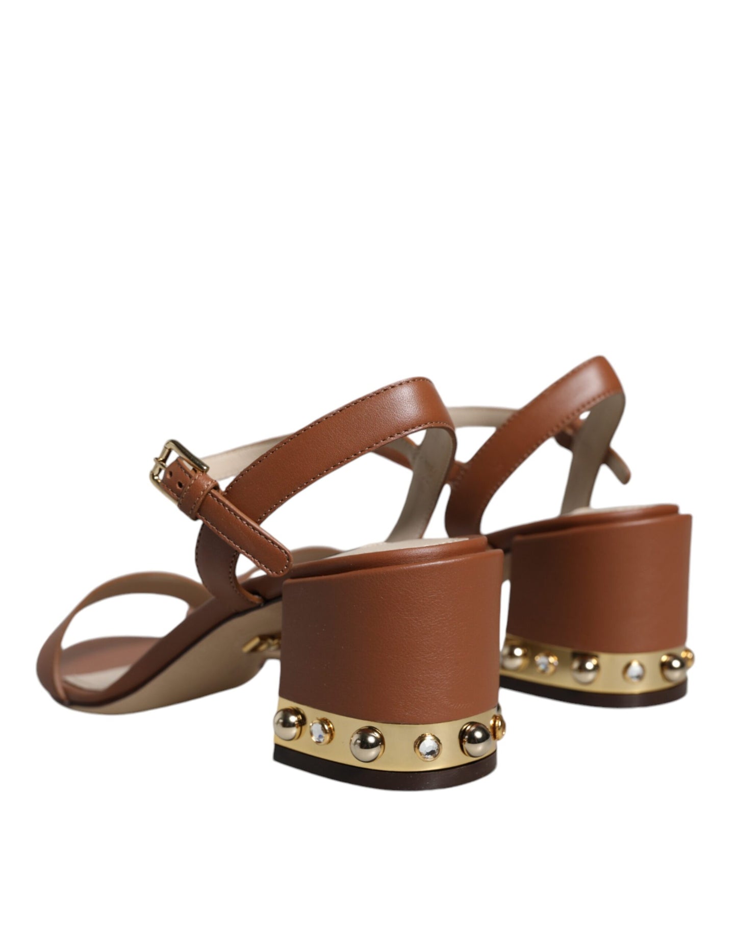 Dolce & Gabbana Brown Leather Ankle Strap Sandals Shoes