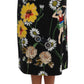 Dolce & Gabbana Black Floral Embellished A-Line Mid-Calf Skirt