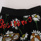 Dolce & Gabbana Black Floral Embellished A-Line Mid-Calf Skirt