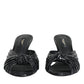 Dolce & Gabbana Black Leather Heels Slides Sandals Shoes