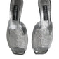 Dolce & Gabbana Silver Viscose Logo Heels Slide Sandals Shoes