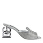 Dolce & Gabbana Silver Viscose Logo Heels Slide Sandals Shoes