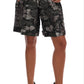 Dolce & Gabbana Gray Floral Brocade High Waist Shorts