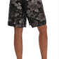 Dolce & Gabbana Gray Floral Brocade High Waist Shorts