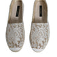 Dolce & Gabbana White Lace Viscose Espadrilles Flats Shoes