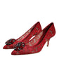 Dolce & Gabbana Red Taormina Lace Crystal Heels Pumps Shoes