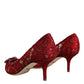 Dolce & Gabbana Red Taormina Lace Crystal Heels Pumps Shoes