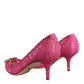 Dolce & Gabbana Pink Taormina Lace Crystal Heels Pumps Shoes