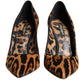 Dolce & Gabbana Brown Leopard Calf Hair Heels Pumps Shoes