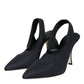 Dolce & Gabbana Black Jersey Stretch Heels Slingback Shoes