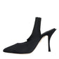 Dolce & Gabbana Black Jersey Stretch Heels Slingback Shoes