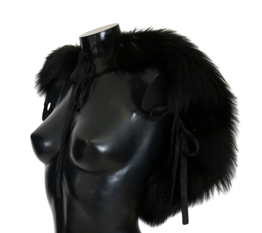 Dolce & Gabbana Black Silver Fox Fur Scarf