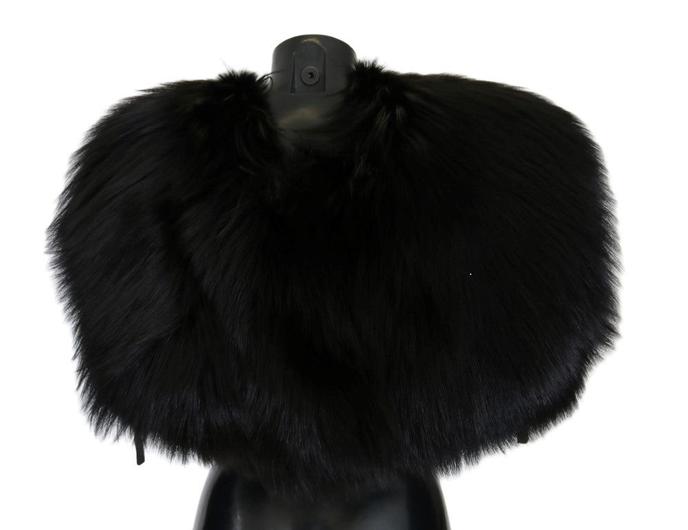 Dolce & Gabbana Black Silver Fox Fur Scarf