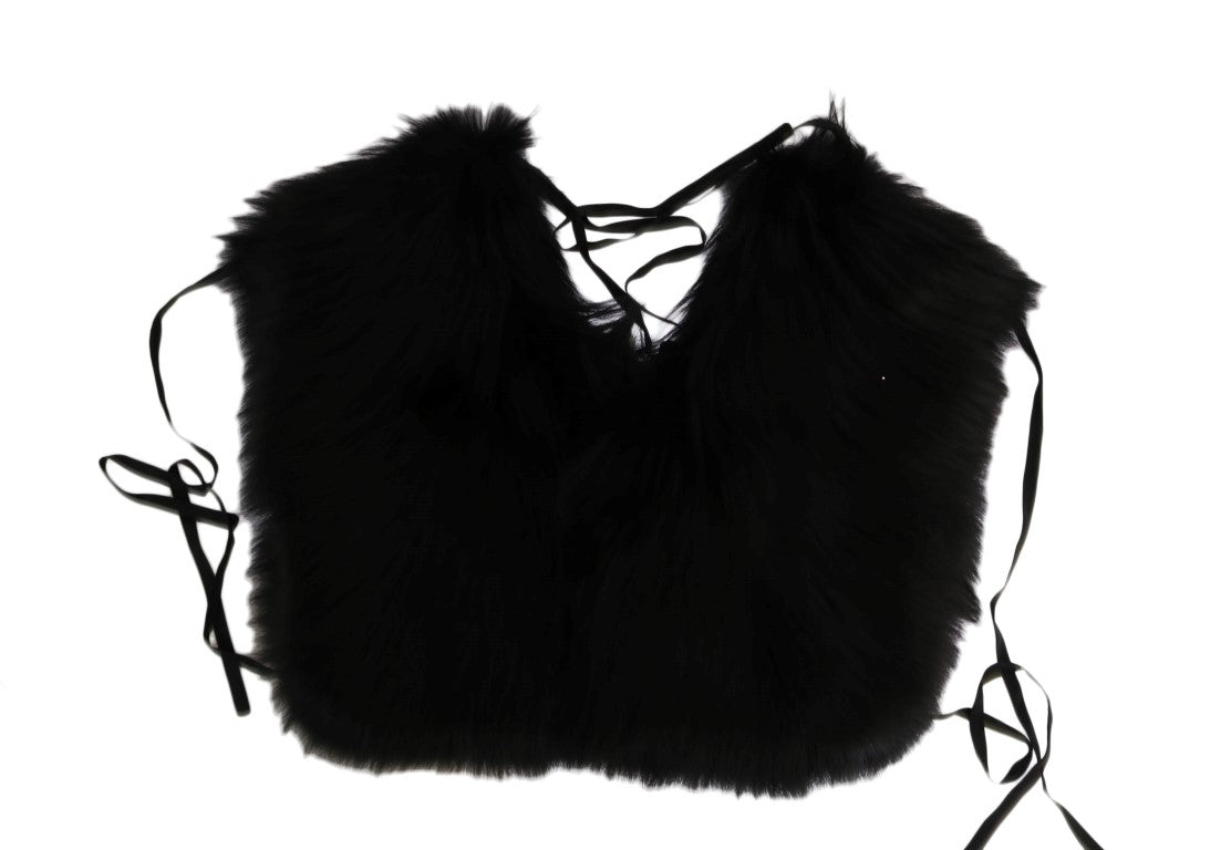 Dolce & Gabbana Black Silver Fox Fur Scarf