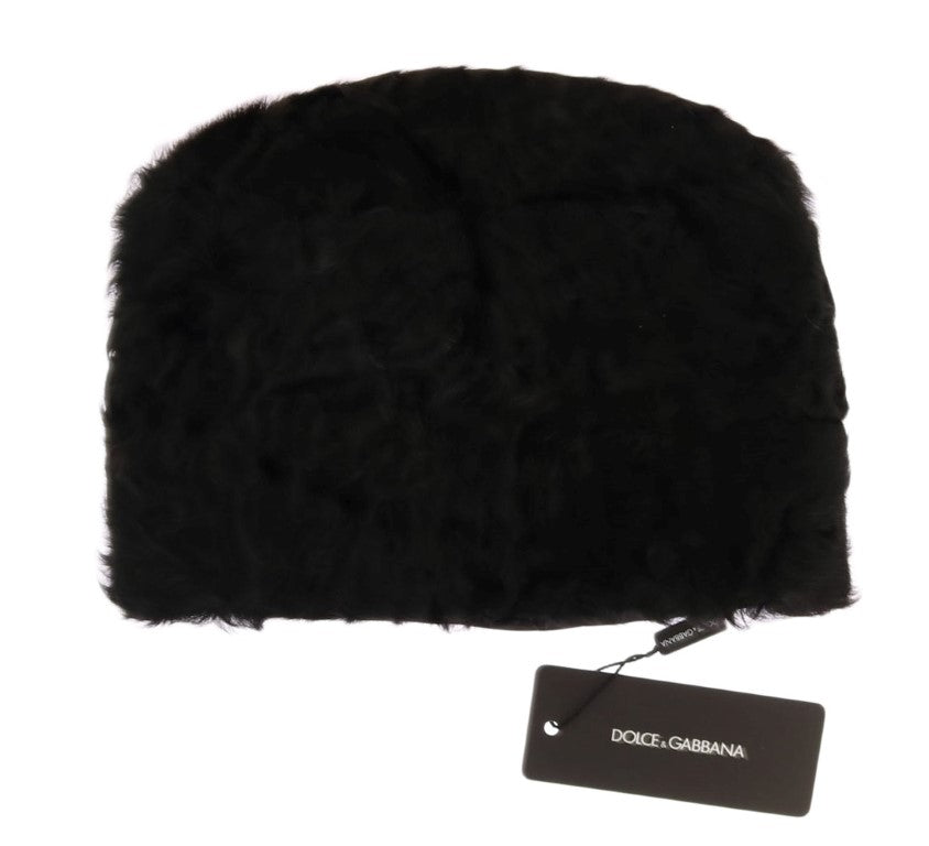 Dolce & Gabbana Black Xiangao Lamb Fur Beanie