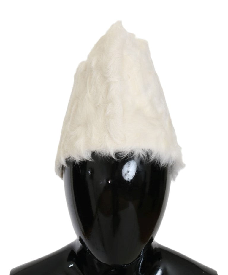 Dolce & Gabbana White Xiangao Lamb Fur Beanie