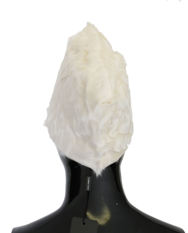 Dolce & Gabbana White Xiangao Lamb Fur Beanie