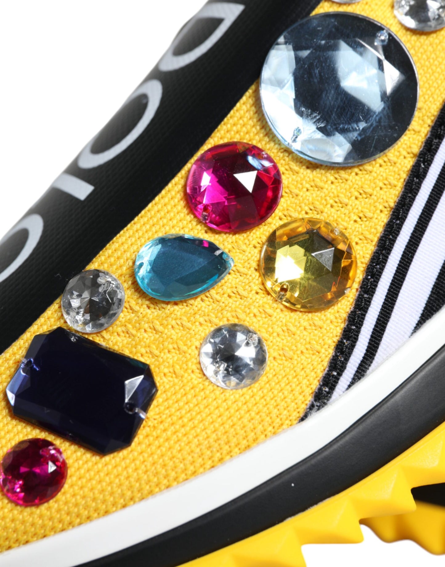 Dolce & Gabbana Yellow Sorrento Crystals Low Top Sneakers Shoes