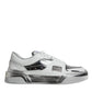 Dolce & Gabbana White Silver Leather Low Top Sneakers Shoes