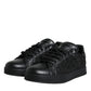 Dolce & Gabbana Black Lace Leather Low Top Sneakers Shoes