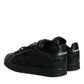 Dolce & Gabbana Black Lace Leather Low Top Sneakers Shoes