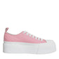 Dolce & Gabbana Pink White Canvas Logo Low Top Sneakers Shoes