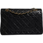 Chanel Black Lambskin Medium Classic Double Flap Quilted Gold Shoulder Bag