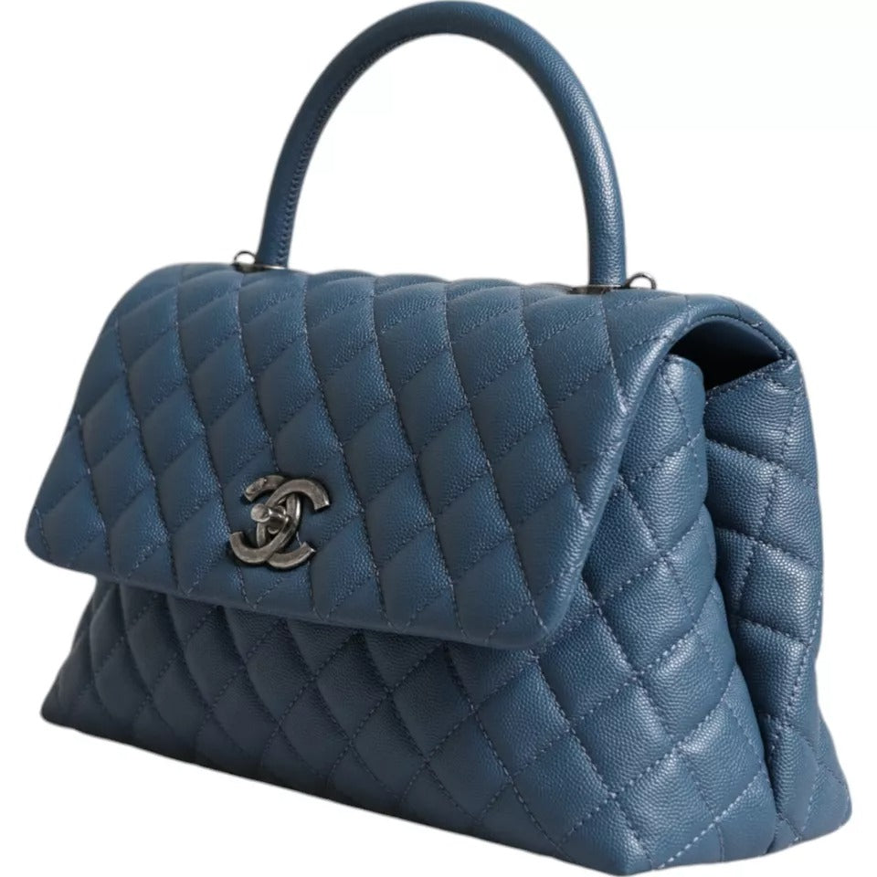 Chanel Dark Blue Flap Top Medium Coco Handle Bag