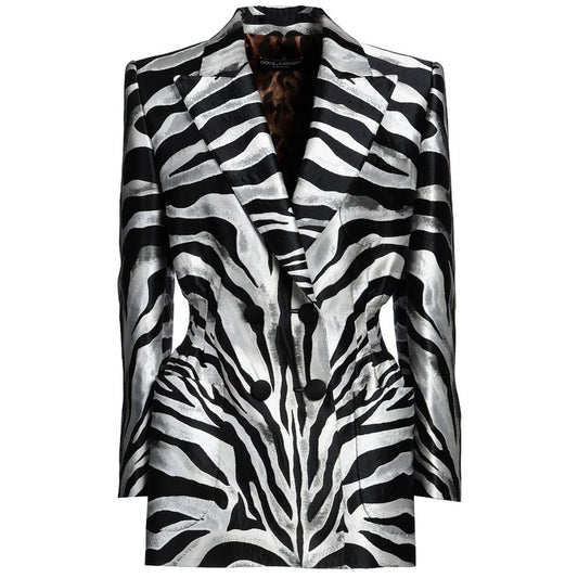 Dolce & Gabbana Gray Black Zebra Blazer Jacket