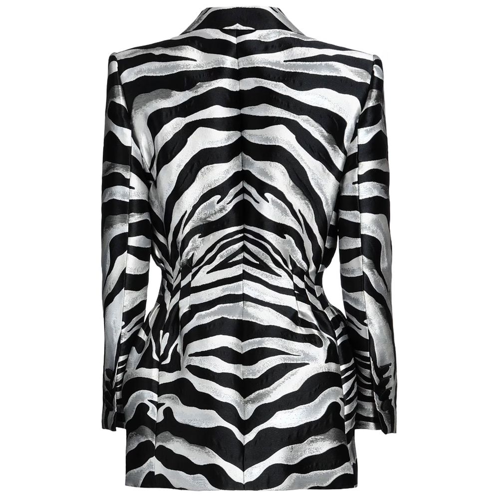 Dolce & Gabbana Gray Black Zebra Blazer Jacket