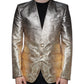 Dolce & Gabbana Gold Jacquard Single Breasted Dress Blazer