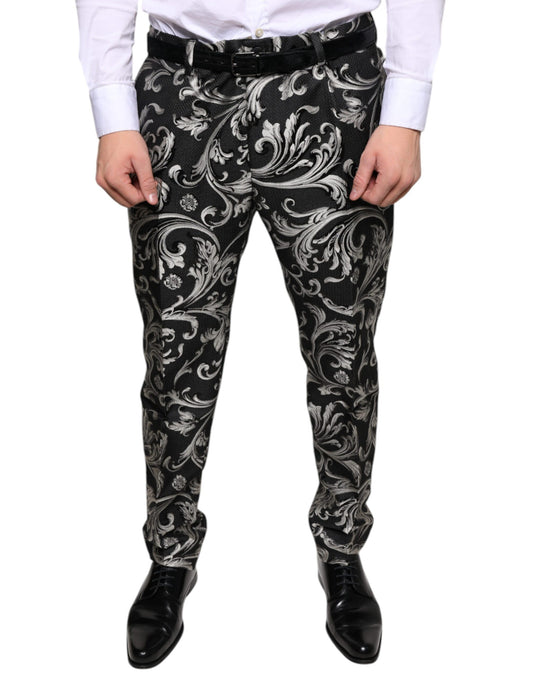 Dolce & Gabbana Black Jacquard Skinny Dress Pants