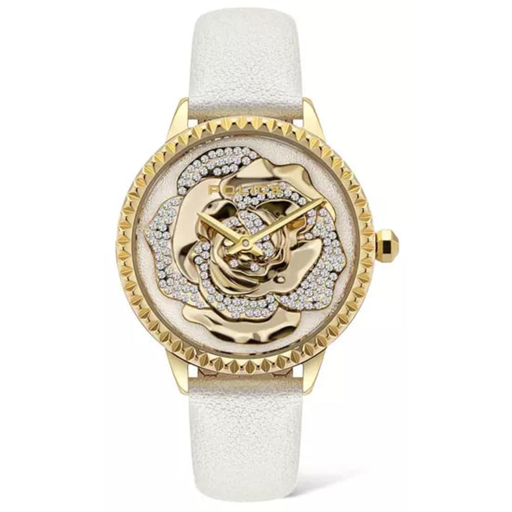 Police White Leather Watch