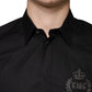 Dolce & Gabbana Black King Crown Embroidered GOLD Dress Shirt