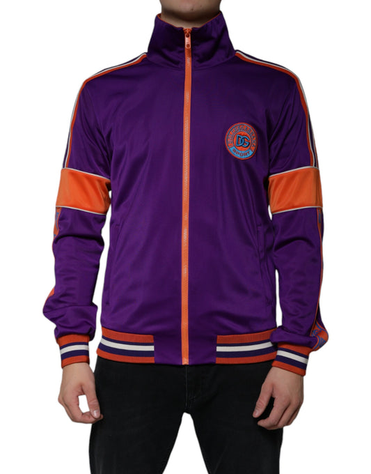 Dolce & Gabbana Purple Orange Full Zip Logo Sweater