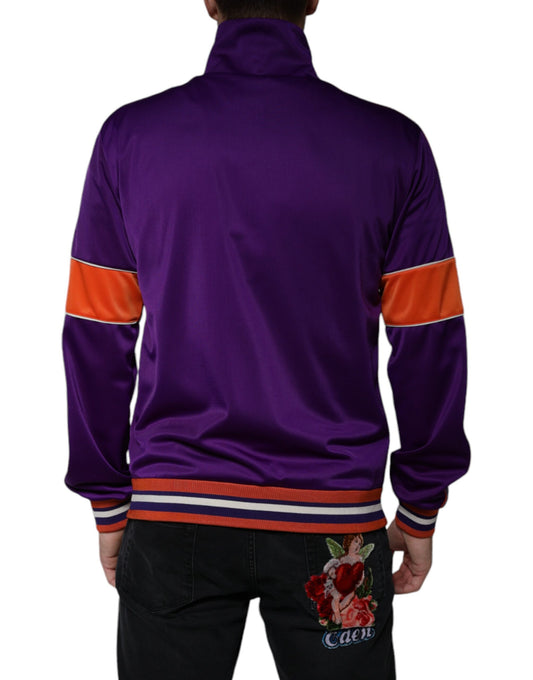 Dolce & Gabbana Purple Orange Full Zip Logo Sweater