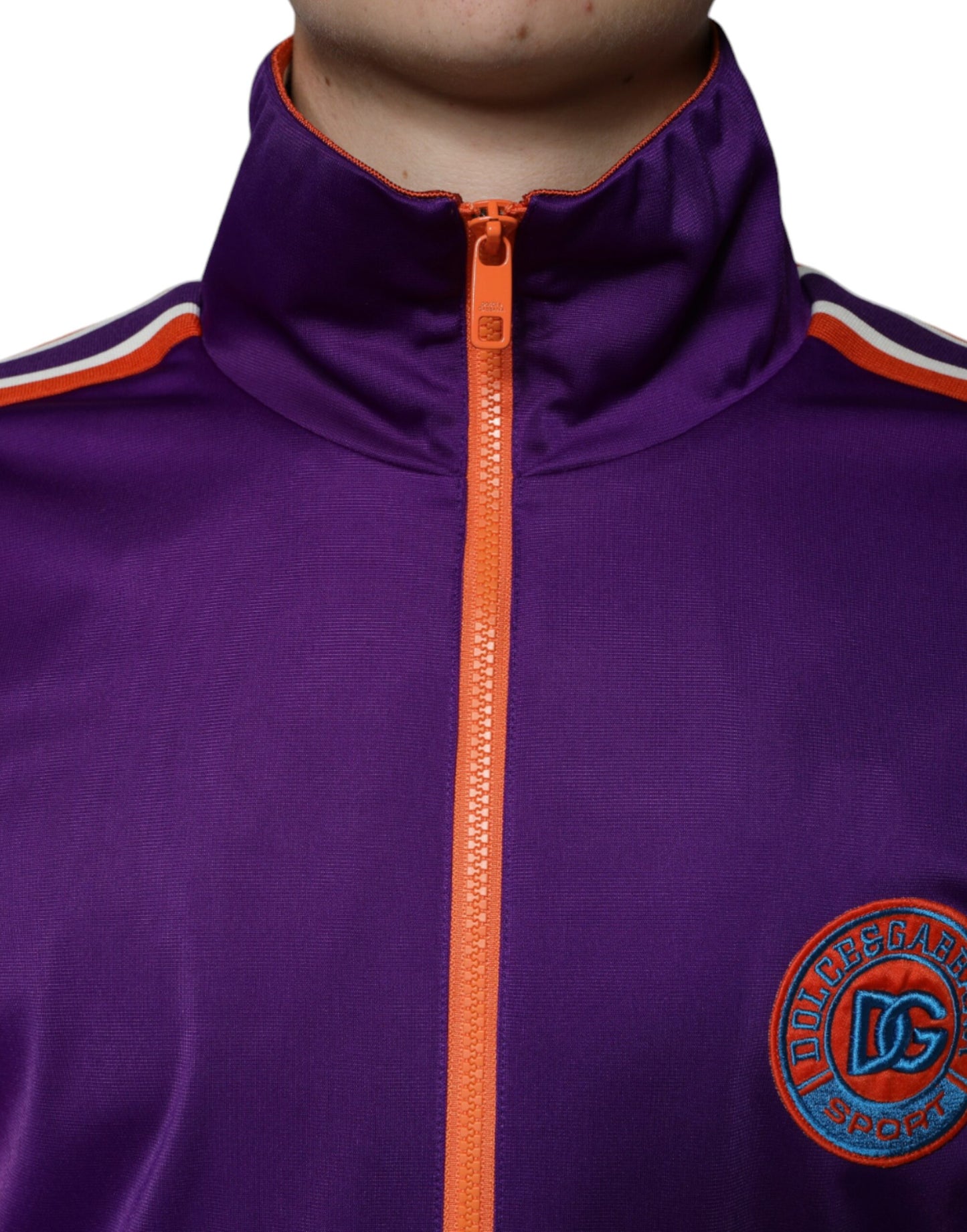 Dolce & Gabbana Purple Orange Full Zip Logo Sweater