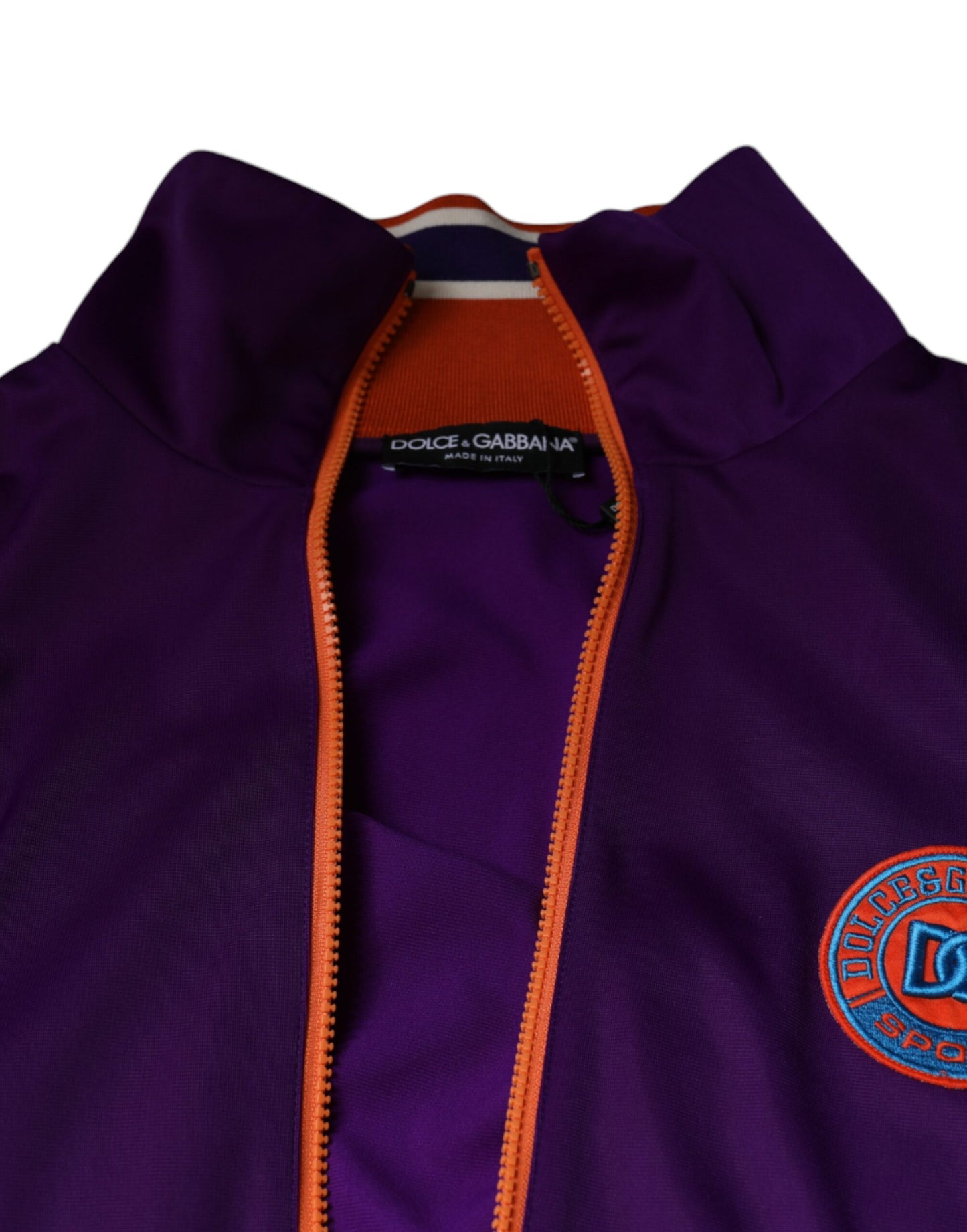 Dolce & Gabbana Purple Orange Full Zip Logo Sweater