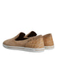 Dolce & Gabbana Beige Suede Caiman Loafers Slippers Shoes