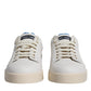 Dolce & Gabbana White Blue Perforated Low Top Sneakers Shoes