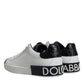 Dolce & Gabbana White Leather Logo Portofino Sneaker Shoes